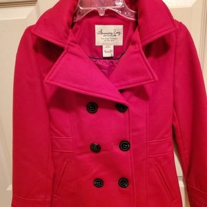 Winter jacket with hood.